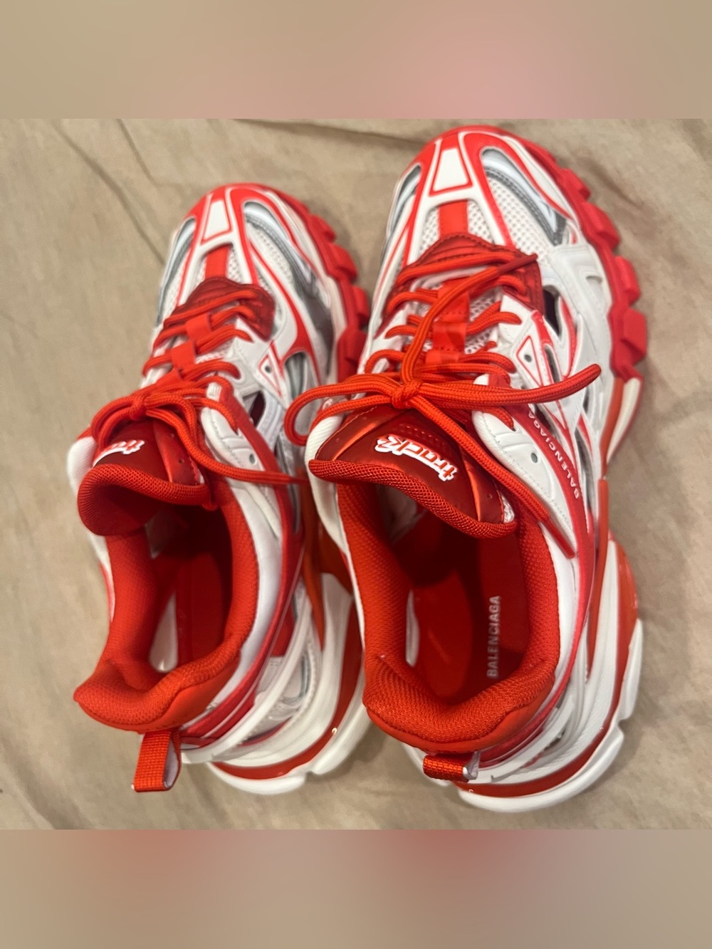 $1200 Balenciaga Track.2 Runners Sneaker, White Red Grey - Picture 9 of 14